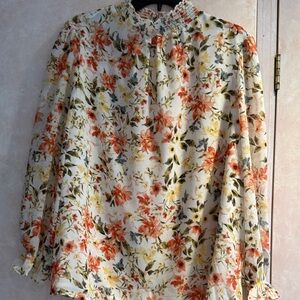 STATE Floral Women's Blouse in Orange and Yellow
